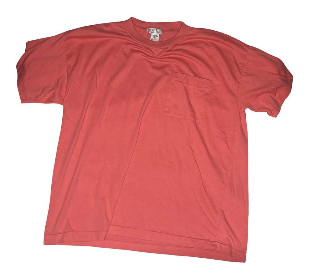 Lindsey Blake Pocket T-Shirt Coral Pink Adult XL Vintage Casual Tee
